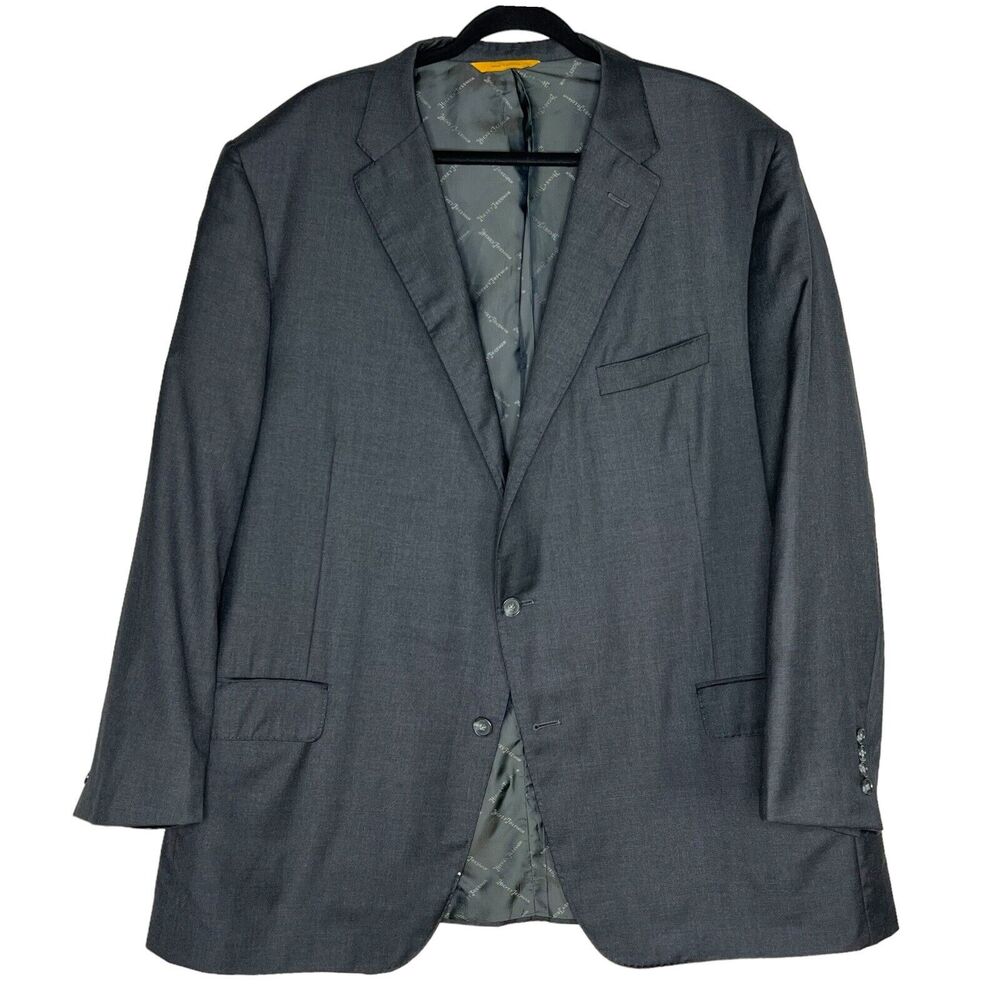 Hickey Freeman 52L Yellow Label Wool B Fit Carlos Barbera Gray Sport Coat